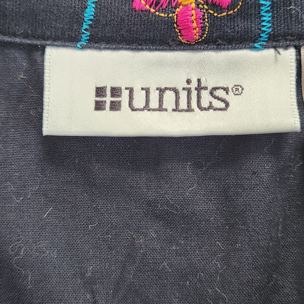Vintage 80s Embroidered black Units Jacket Linen Cotton Blend Paisley Floral XL - Picture 9 of 16